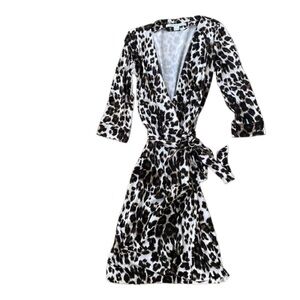 Diane Von Furstenberg Animal Print Silk Wrap Dress
